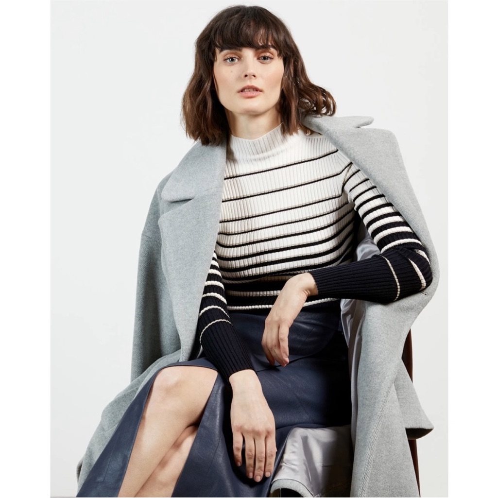 Nwot Ted Baker Wanada Stripe Mock Neck Sweater